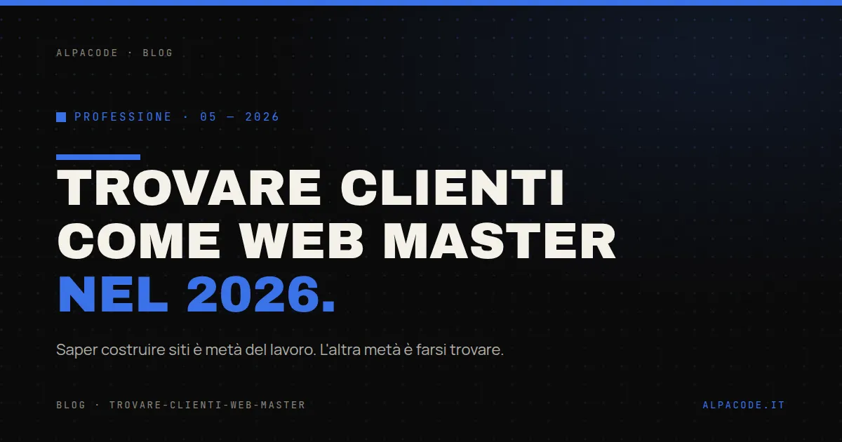 Copertina — Trovare clienti come Web Master nel 2026